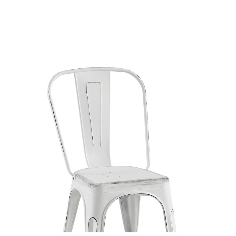 Ensemble de 4 chaises de salle à manger en métal blanc mat sablé, siège de 18 pouces