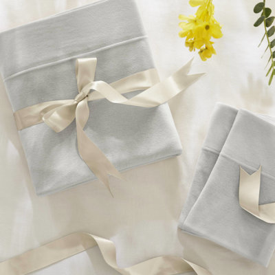 Cotton Blend Knit All Season Sheets Full - Ultra Comfortable, 50% Fabric, Fits 16" Mattress, 1 Flat Sheet, Fitted 2 Pillowcases, Washable, Grey Color Sheet Breathability , , Machine