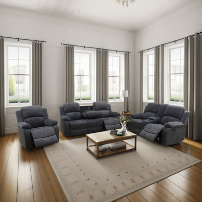 Burneyville 3 Piece Fabric Reclining Living Room Set (Set of 3)