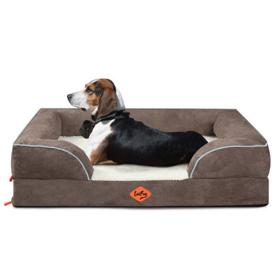 Canapé pour chien en mousse à mémoire de forme Laifug, lit moyen, avec doublure imperméable et housse amovible lavable