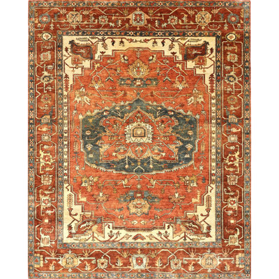 High-Quality Hand-Knotted Rust And Red Area Rug