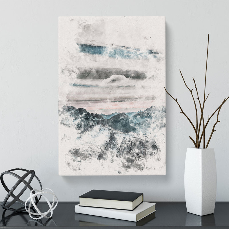 Mountain Clouds Abstract - Wrapped Canvas Painting, 50cm H x 35cm W x 3cm D