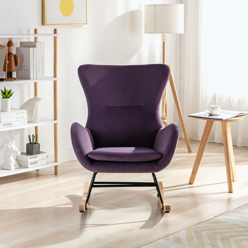 Fauteuil à bascule Teddy, Velours mauve