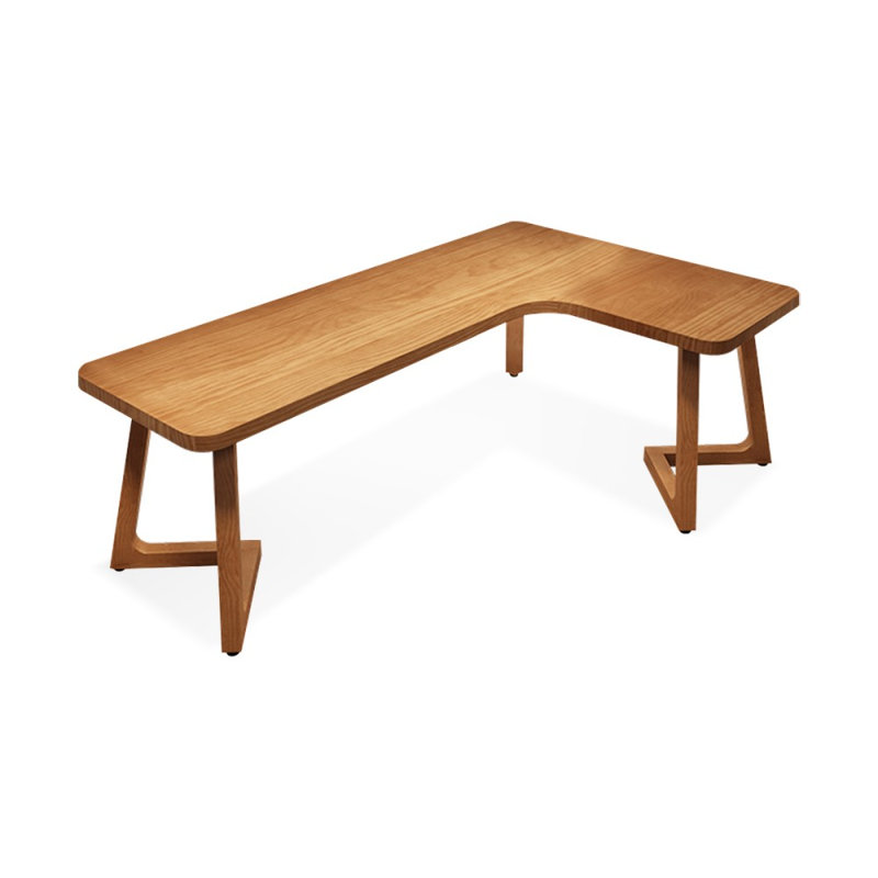 Bureaux rectangulaires en bois massif brun clair, Retour à gauche, H 29,53 po x l 70,87 po x P 39,37 po