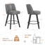 Tabouret de bar pivotant 26 po H avec structure en bois massif-1985502155