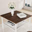 Ensemble table et tabourets de bar (3 personnes), pieds antidérapants, dossiers confortables, couleur marron et blanc, idéal pour les restaurants (3 personnes avec 2 tabourets), cloisons en fer massif, surface imperméable, parfait pour les bars de cuisine.