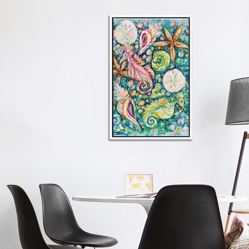 Conchology by Estelle Grengs - Painting on Canvas, 101.6 cm H x 66.04 cm W, White Framed