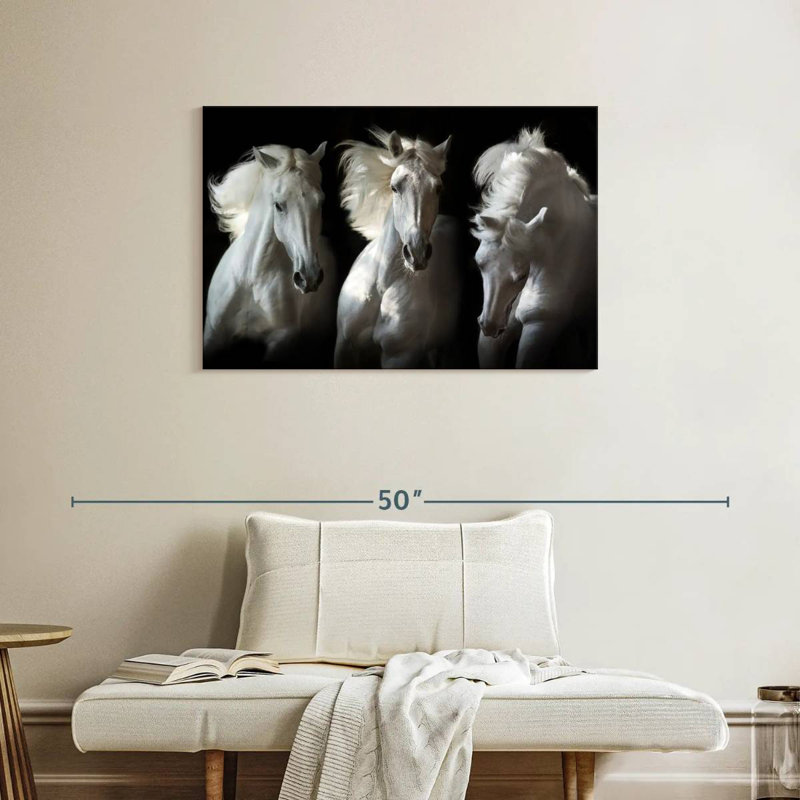 Brampt Three White Horses, 24" H x 36" W