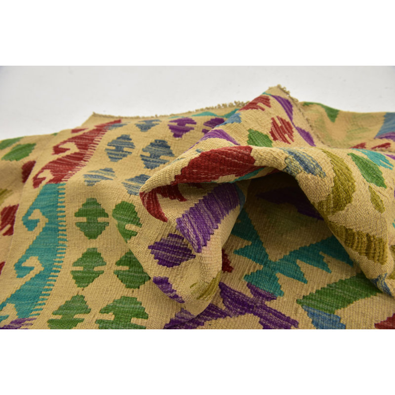 Tapis de zone en laine rouge/beige/bleu 4 pi 10 po x 6 pi 5 po one-of-kind-noué la main Lorain