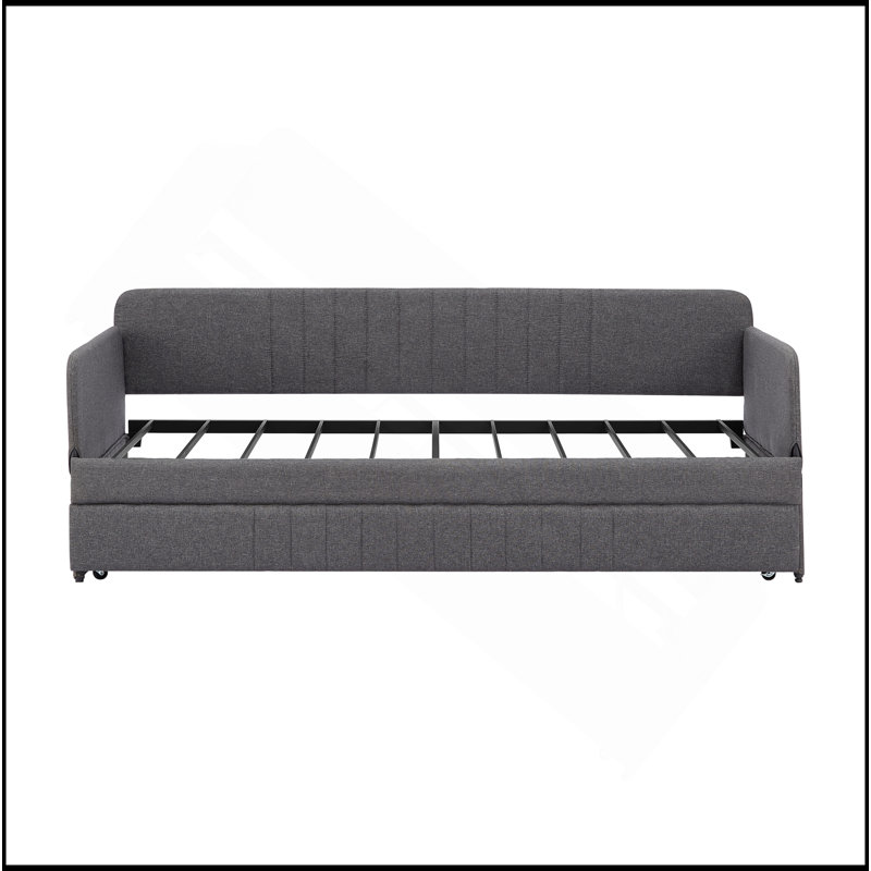 Lit de jour, canapé-lit en métal avec lit gigogne simple, gris, L 78,4 po x l 41 po x H 29,8 po.