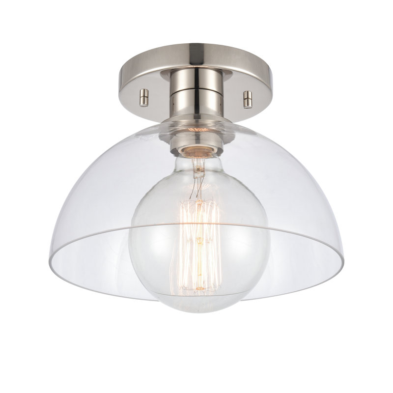 Plafonnier semi-encastré 1 lumière Julian 10 po de large - nickel poli, Nickel