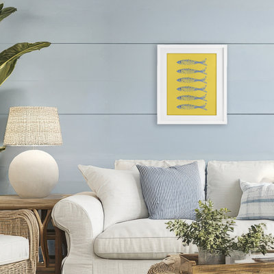 «Sardine Stamps on Yellow», reproduction encadrée sous verre, conception de Julie DeRice