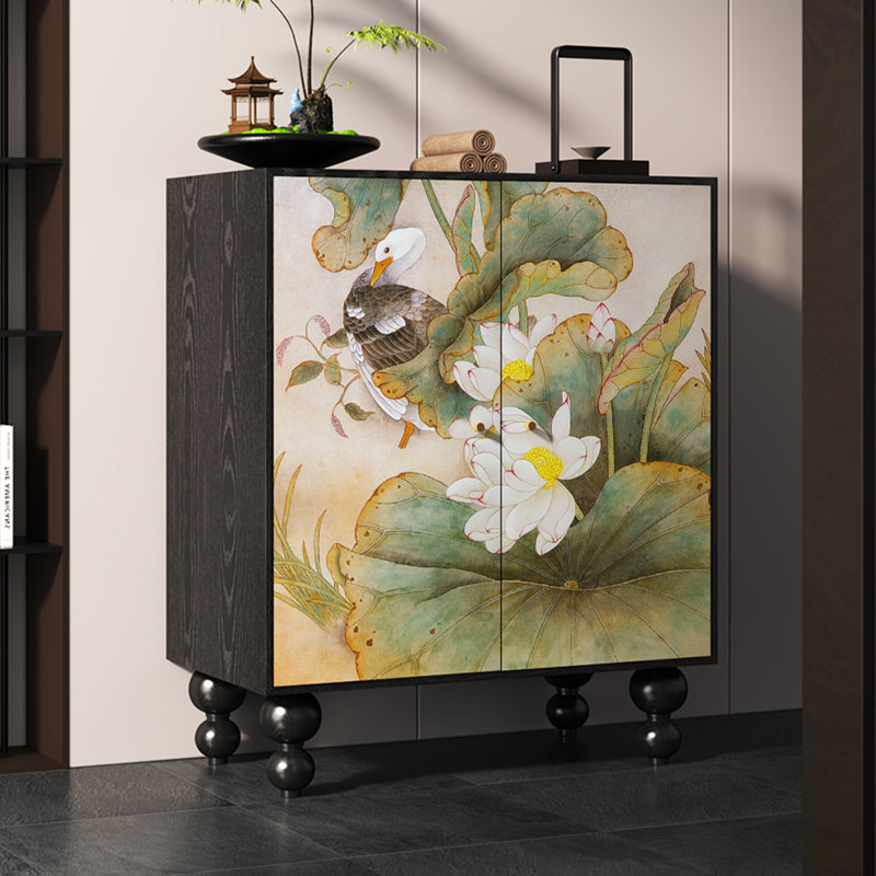 Armoire décorative en bois massif avec rangement pour chaussures
