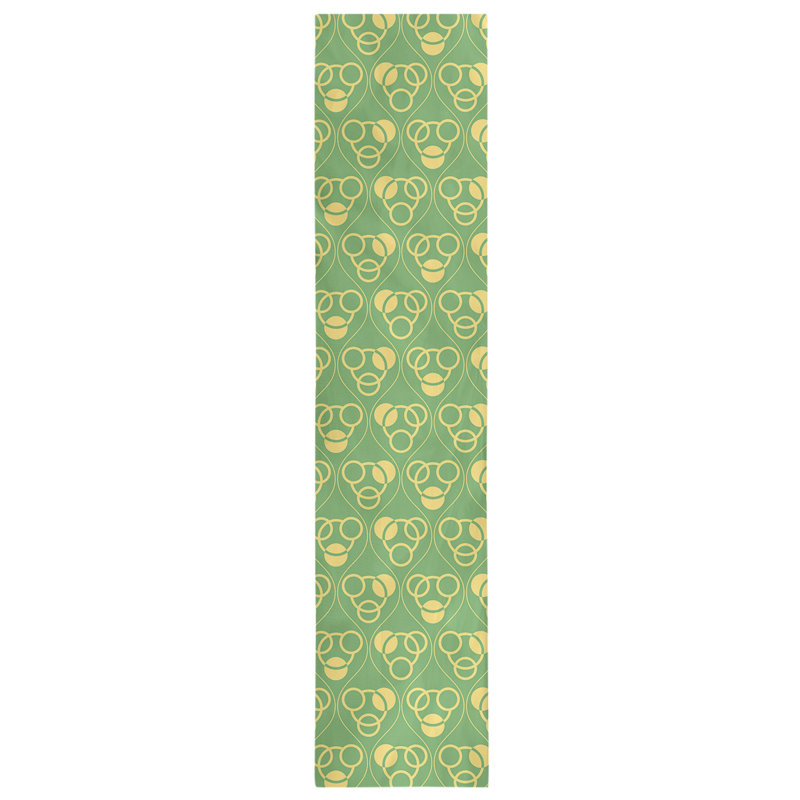 Classic Circles and Waves Table Runner, 16" x 72", Dark Green/Yellow