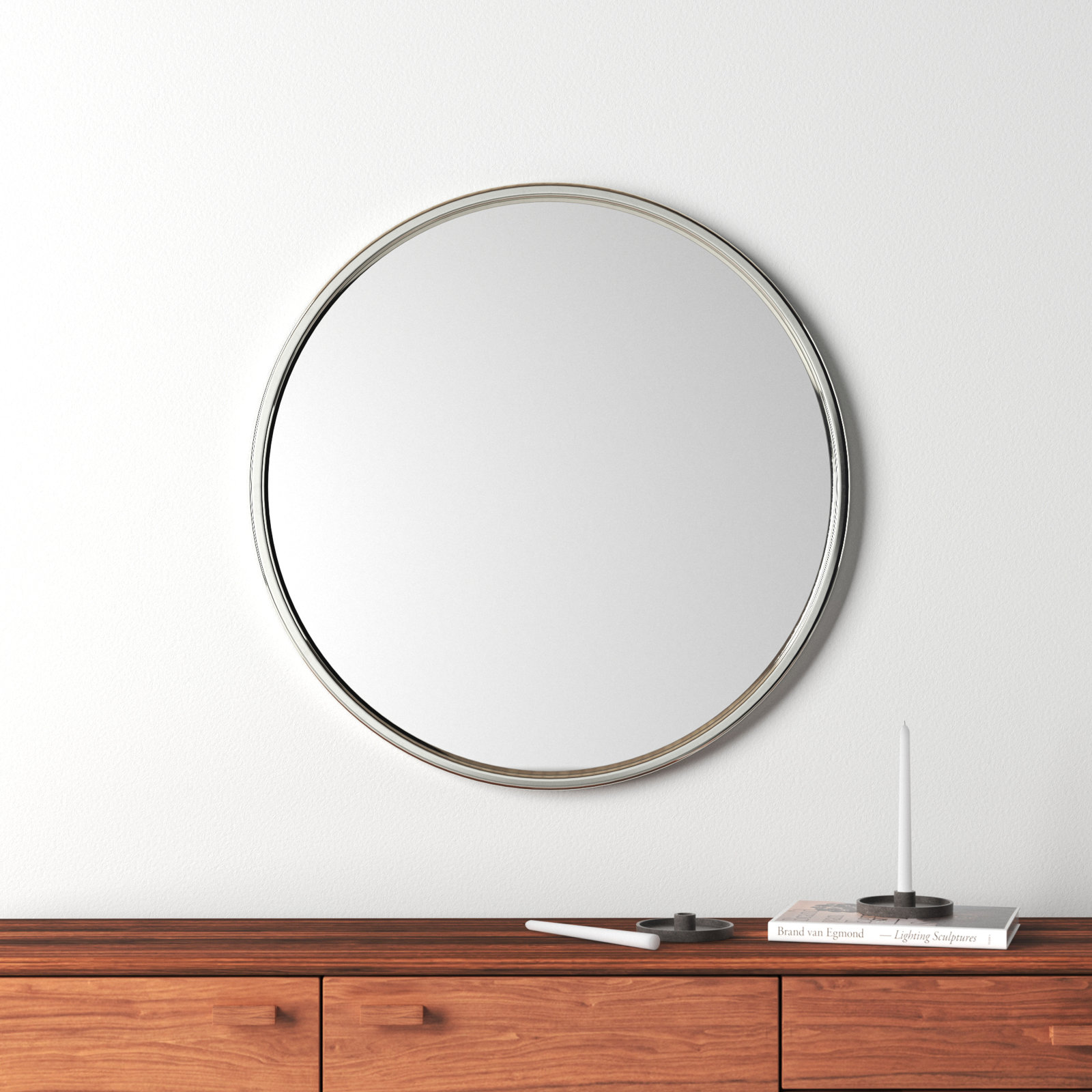 Vidal Stainless Steel Round Mirror