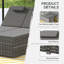 Nesita Double Rattan Sun Lounger Garden Daybed Flip Side Trays Grey