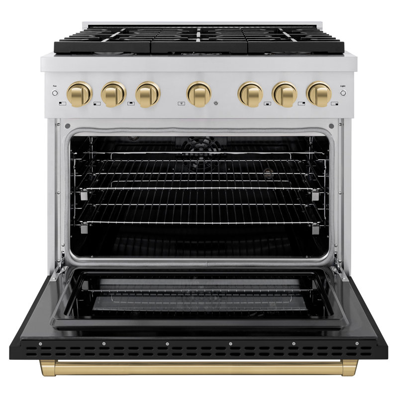 ZLINE Autograph 36" Paramount Dual Fuel Range w/ 6 Burners & Champagne Bronze Accents (SDRZ-36-CB), 5.2 cu ft, 6 burners