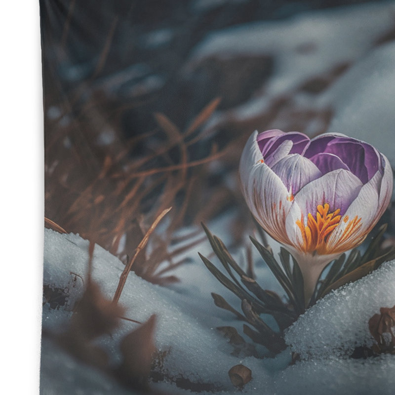 Polyester - tapisserie florissante Crocus en fleurs en hiver III, H 50 po x l 60 po