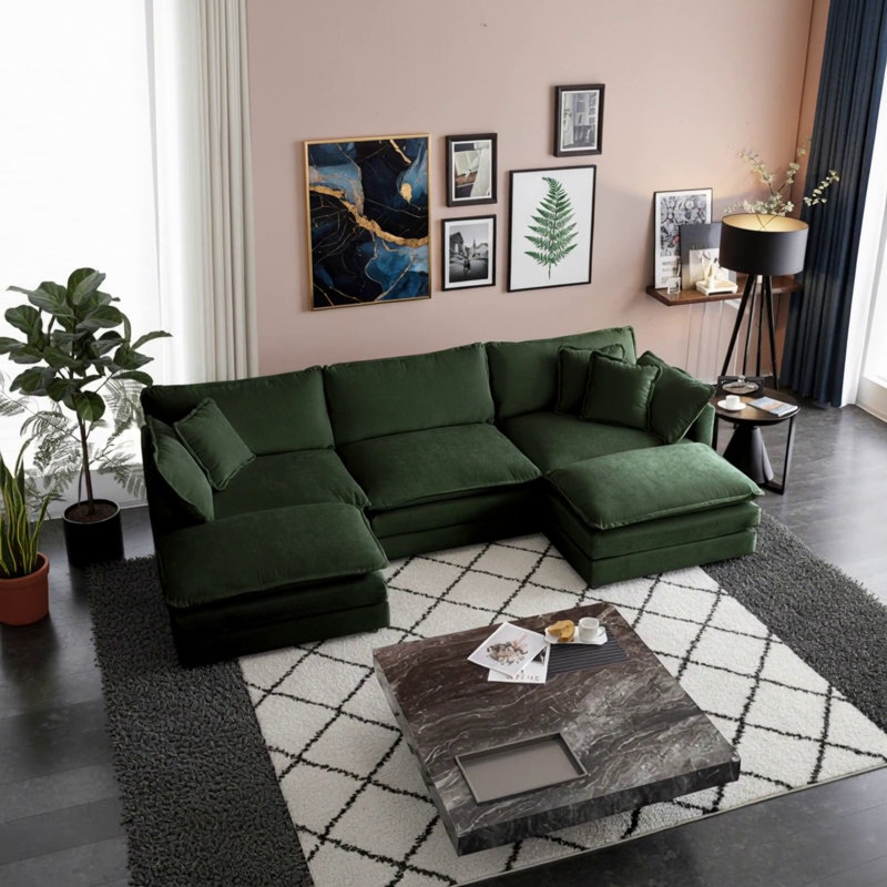 Canapé moderne en tissu pour causeuse pour le salon, canapé profond rembourré de grande taille avec coussins, chenille