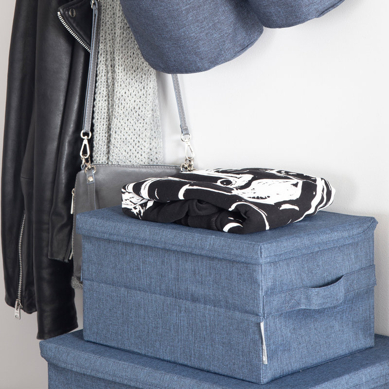 Soft Storage Fabric Box, 7.5" H x 13.8" W x 10.2" D, Navy