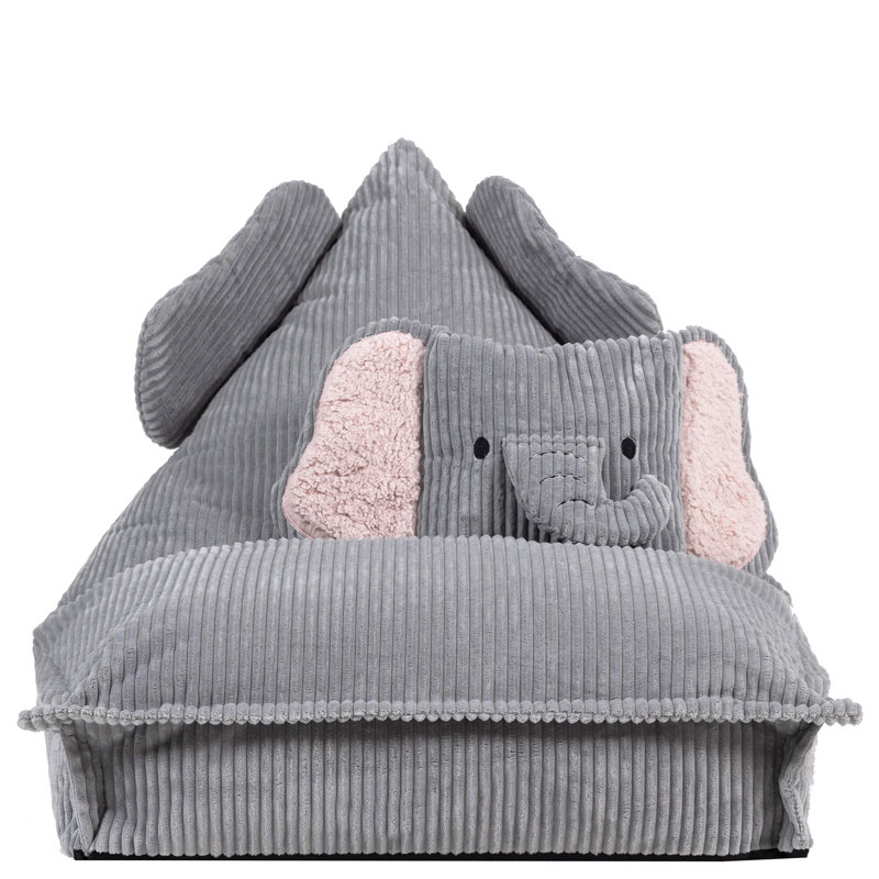 Bean Bag Bazaar Kids Bertie Bear Corudroy Lounger Bean Bag, Grey