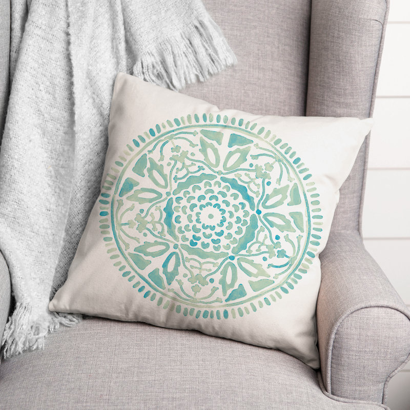 Housse et insert de coussin extérieur d'extérieur, Teal/Blue, Floral 3