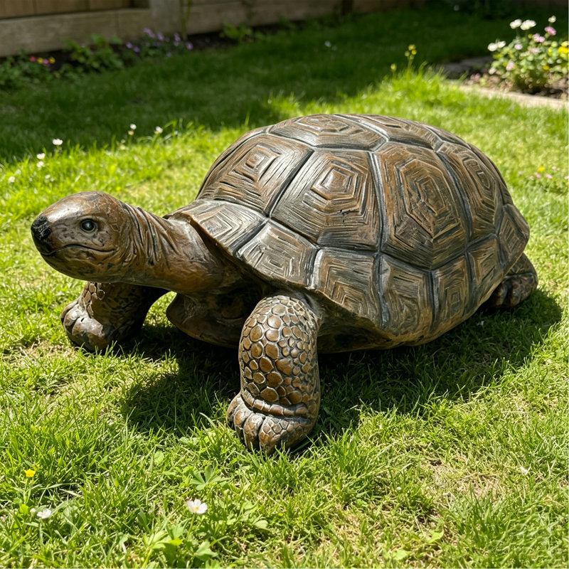 Figurine de tortue réaliste de 30,51 po de long, statue de tortue en résine haute de 11,22 po, grande sculpture de jardin d'extérieur pour décoration naturelle et thématique