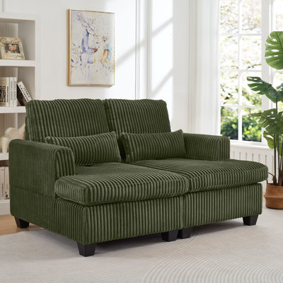 Fluffy Corduroy Square Armrest Loveseat,Sitting or Lying Down Sofa with Adjustable Back,Space Saving Lounge Chair for Living Room,Bedroom and Apartmen