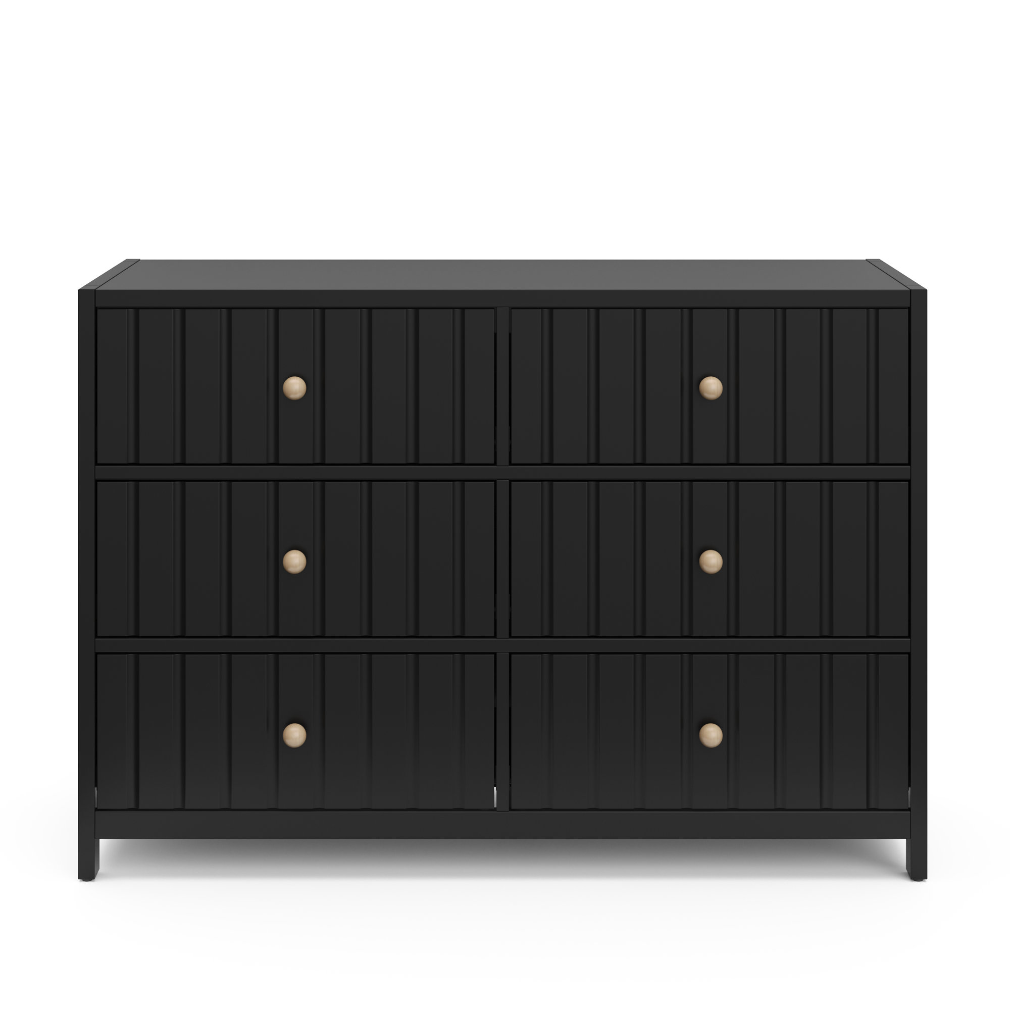 Teddi 6 Drawer Double Dresser, Black