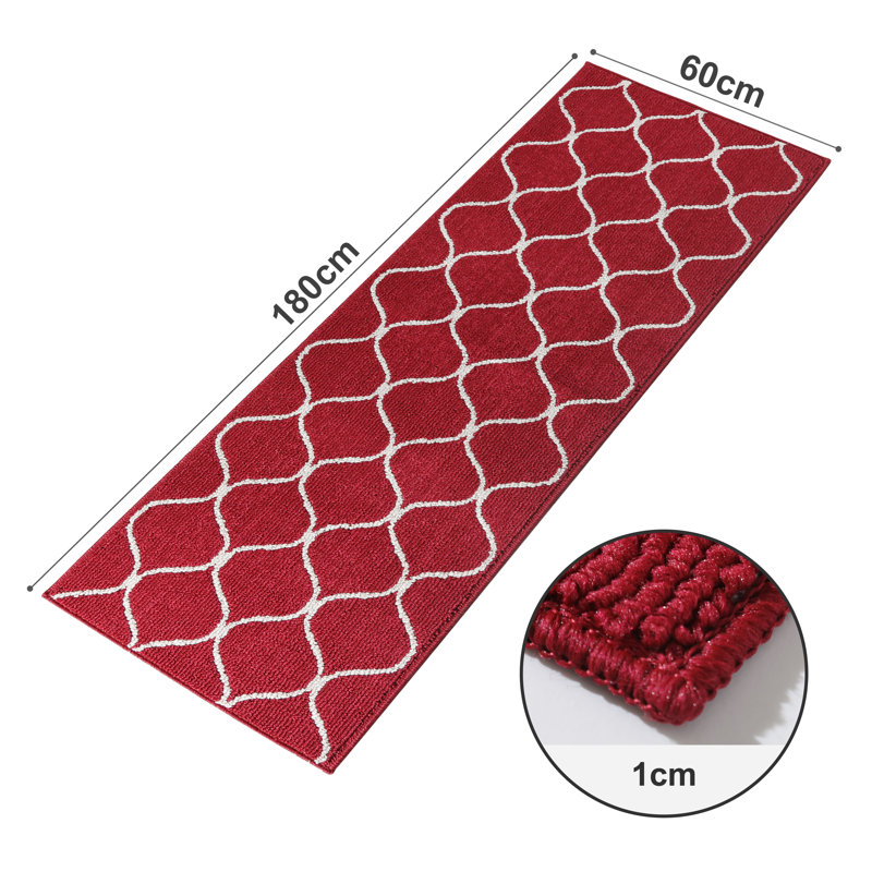 Tapis de cuisine antidérapant, super absorbant et résistant aux taches pour la cuisine, la lessive et l'évier, Rouge