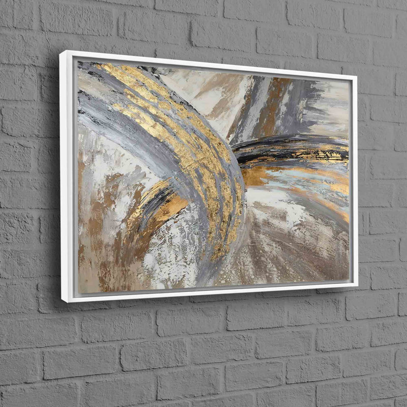 Marble Printed Abstract Modern Artwork And Luxury Wall Decor Features On A Canvas, White Floater Framed, 20 cm H x 30 cm W