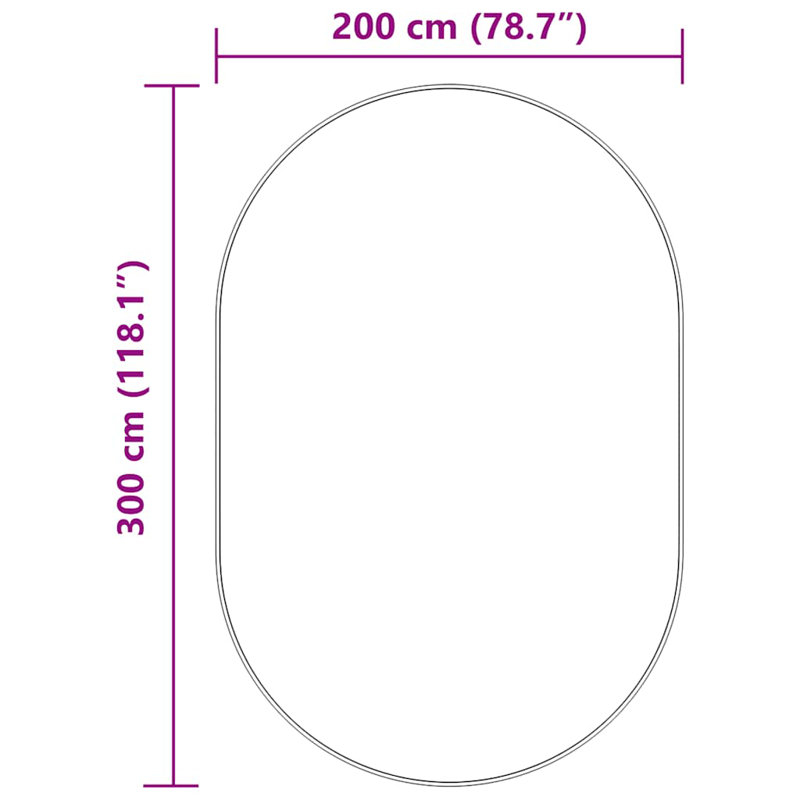 Solid Colour Area Rug, Oval 200 x 300cm