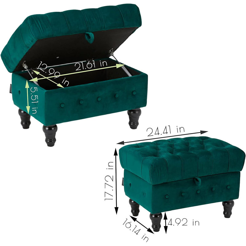 Eman Upholstered Ottoman, Light Green