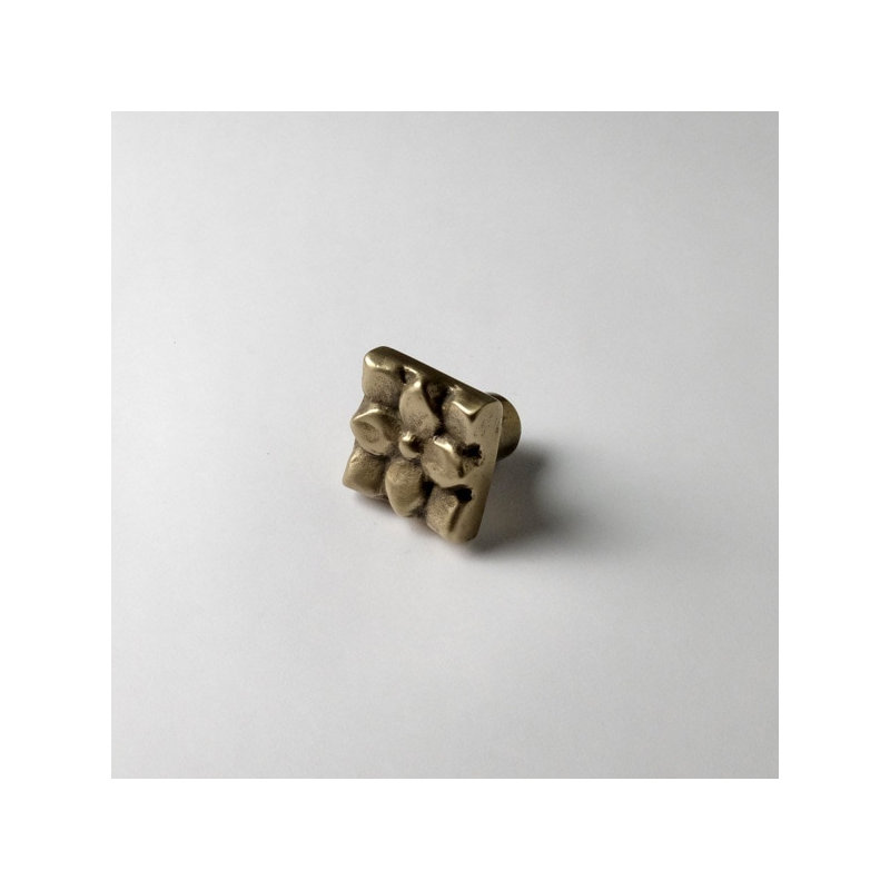 Lotus Bronze Square Knob, Traditional Bronze