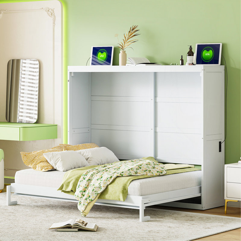 Grand lit escamotable mural, blanc, Blanc, Grand lit