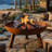 Union Round Wood-Burning Steel Finish Cast Iron Outdoor Raised Fire Pit Bowl - Brown - 30"-1434217335-1434217331