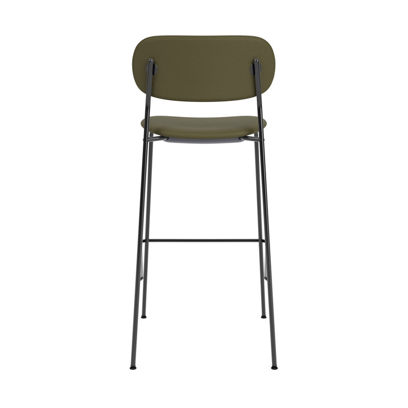 Co Chair Leather Upholstered Seat and Back, Bar Stool (30.9” Seat Height), Army