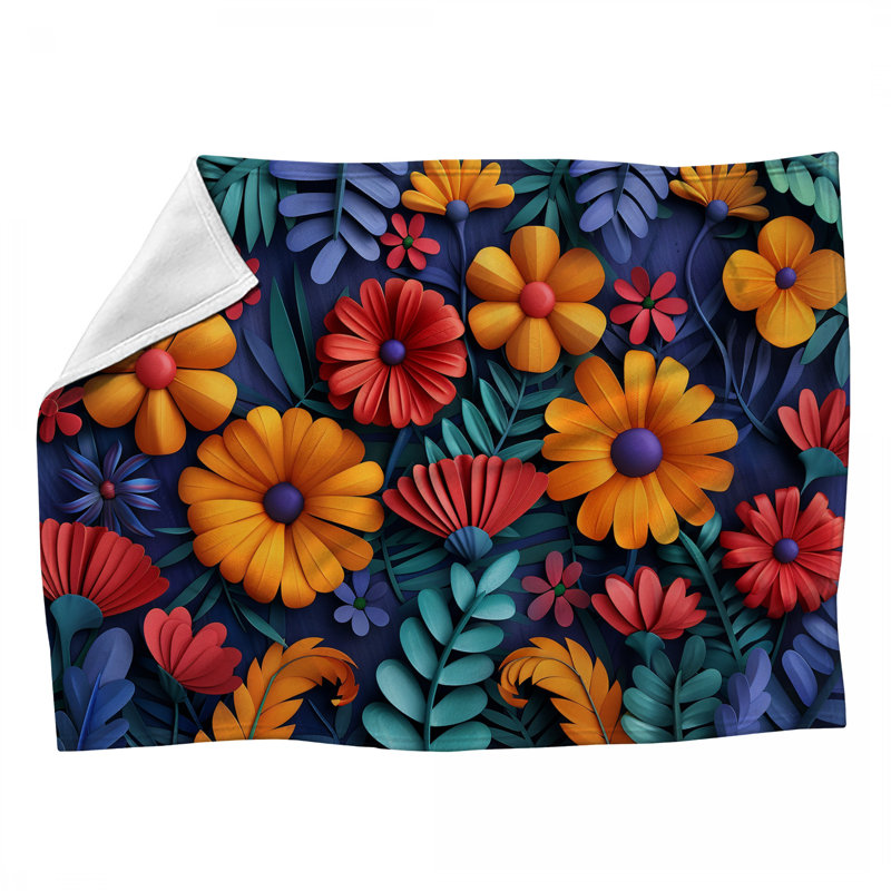Jeté en molleton Floral Arrangement - Jetés botaniques pour canapés ou lits, L 60 po x l 50 po