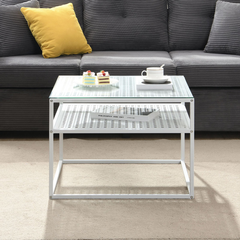 60cm Glass Top Console Table, White