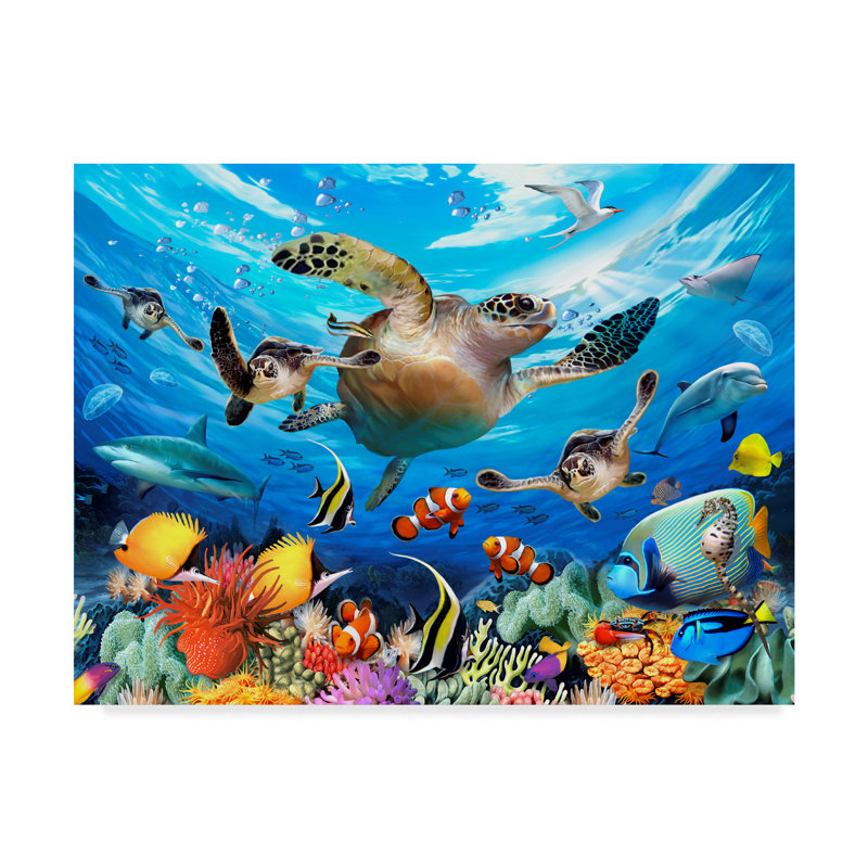 « large turtle », reproduction d’impression sur toile tendue, H 35 po x l 47 po x P 2 po