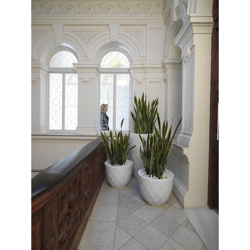 Vases Polyethylene Resin Pot Planter, 17.75" H x 21.75" W x 21.75" D, White