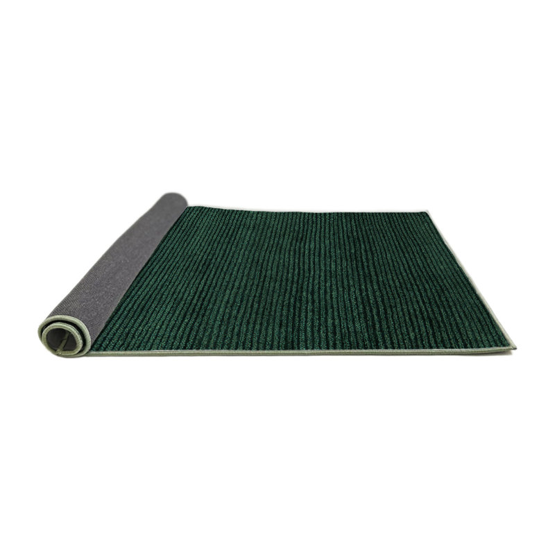 Tapis de couleur unie tissé à la machine en vert, Rond 7 pi