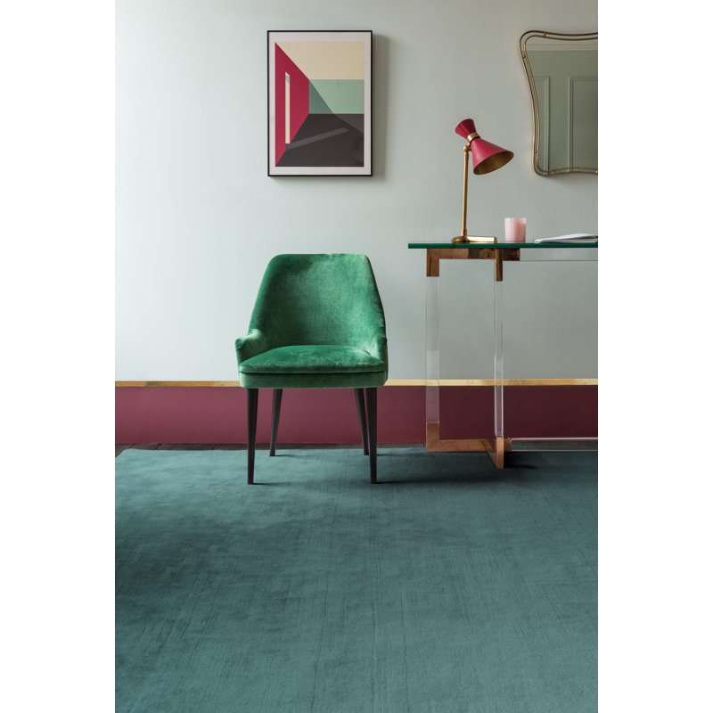 Farrow & Ball Plain Wool Leighton Teal Area Rug, Rectangle 12' x 18'