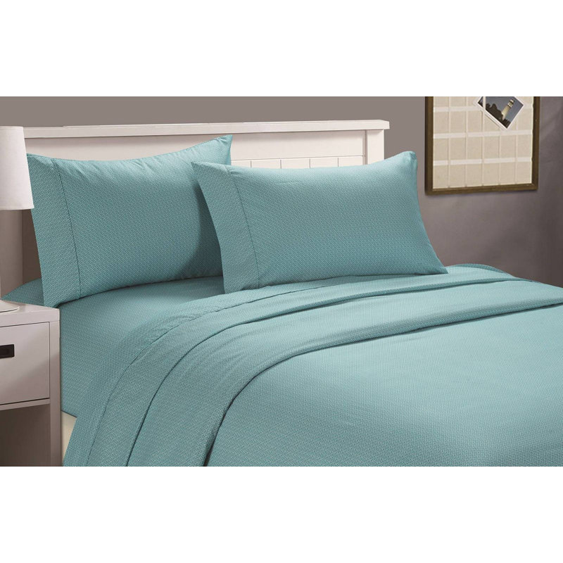 Microfiber Geometric Sheet Set, Queen Sheet Set with 2 Pillowcases