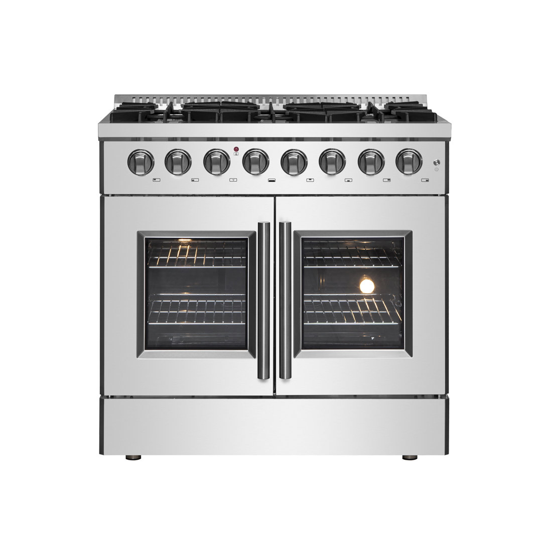 Galiano 30-inch French Door Dual Fuel Range All Stainless Steel with 5 Sealed Burners, 4.32 cu.ft. Forno