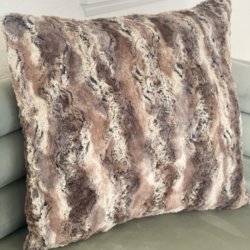 Elegant Brandy Fox Faux Fur Reversible Throw Pillow, 26" x 26", Throw Pillow