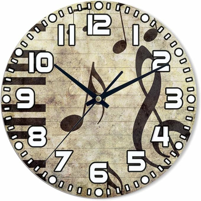 Horloge murale pour piano avec horloge murale en bois 10 pouces