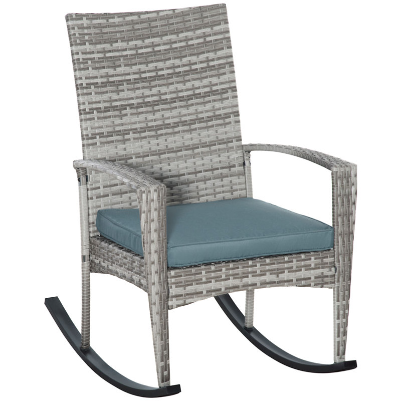 Chaise berçante d'extérieur en osier et rotin Raushan