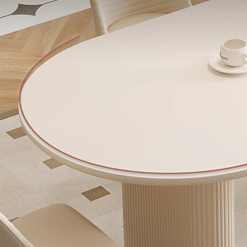 Table à manger ovale simple de style crème et chaise, H 29,9 po x L 62,9 po x l 31,4 po