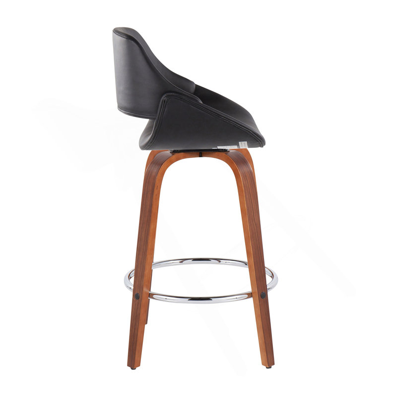 Tabouret de bar à hauteur fixe en tissu noyer Fabrico Mid-Century, Noir